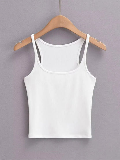 Women's U Neck Knit Vest Crop Top Camisole Dozw Trendy