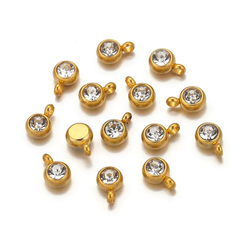 Colorful Crystal Stainless Steel Charms Set for DIY Jewelry Making