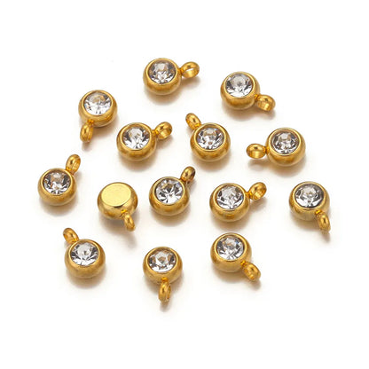 Colorful Crystal Stainless Steel Charms Set for DIY Jewelry Making