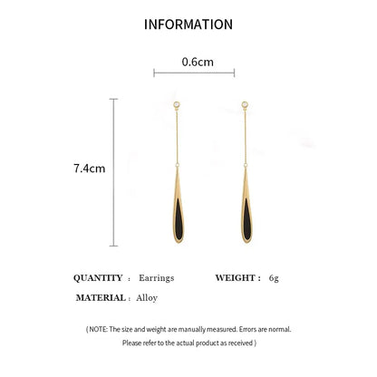 Stylish Gold Geometric Square Drop Earrings Long Tassel Dangle for Women