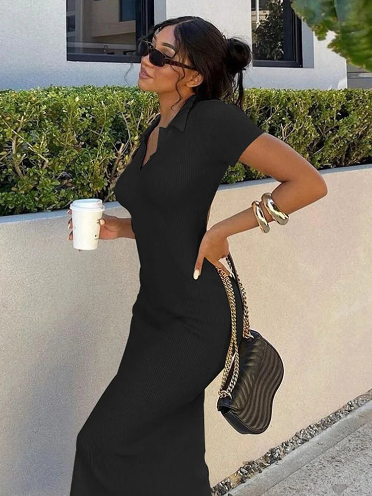 Knitted Bodycon Maxi Dress Backless Women Summer Streetwear