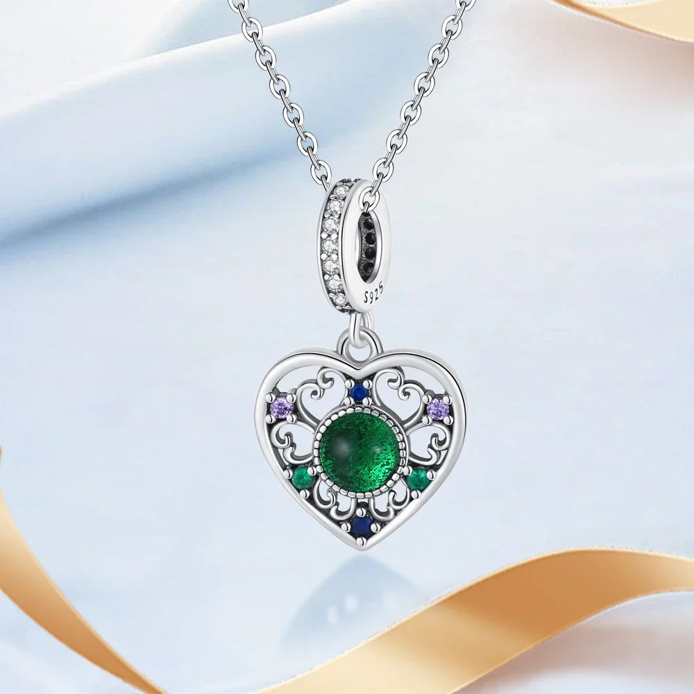 Original 925 Sterling Silver Heart Star Hot Air Balloon Puzzle Charms with Zircon for DIY Necklace and Bracelet Jewelry Gift