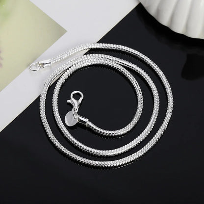 Silver Snake Chain Necklace 1MM 2MM 3MM - Adjustable 45-60cm Length
