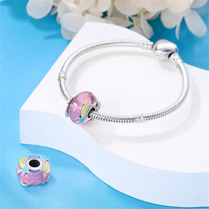 Colorful Flower Murano Glass Charm 925 Sterling Silver Top Rated DIY Jewelry for Bracelets and Necklaces