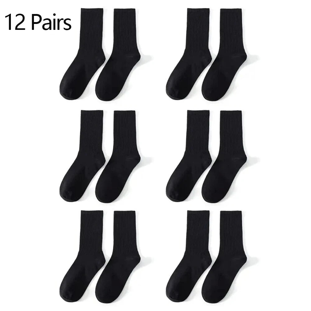 6/12 Pairs Middle Tube Socks For Men Casual Harajuku Fashion 5 pairs 12 Pairs Black
