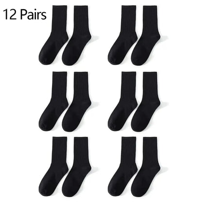 6/12 Pairs Middle Tube Socks For Men Casual Harajuku Fashion 5 pairs 12 Pairs Black