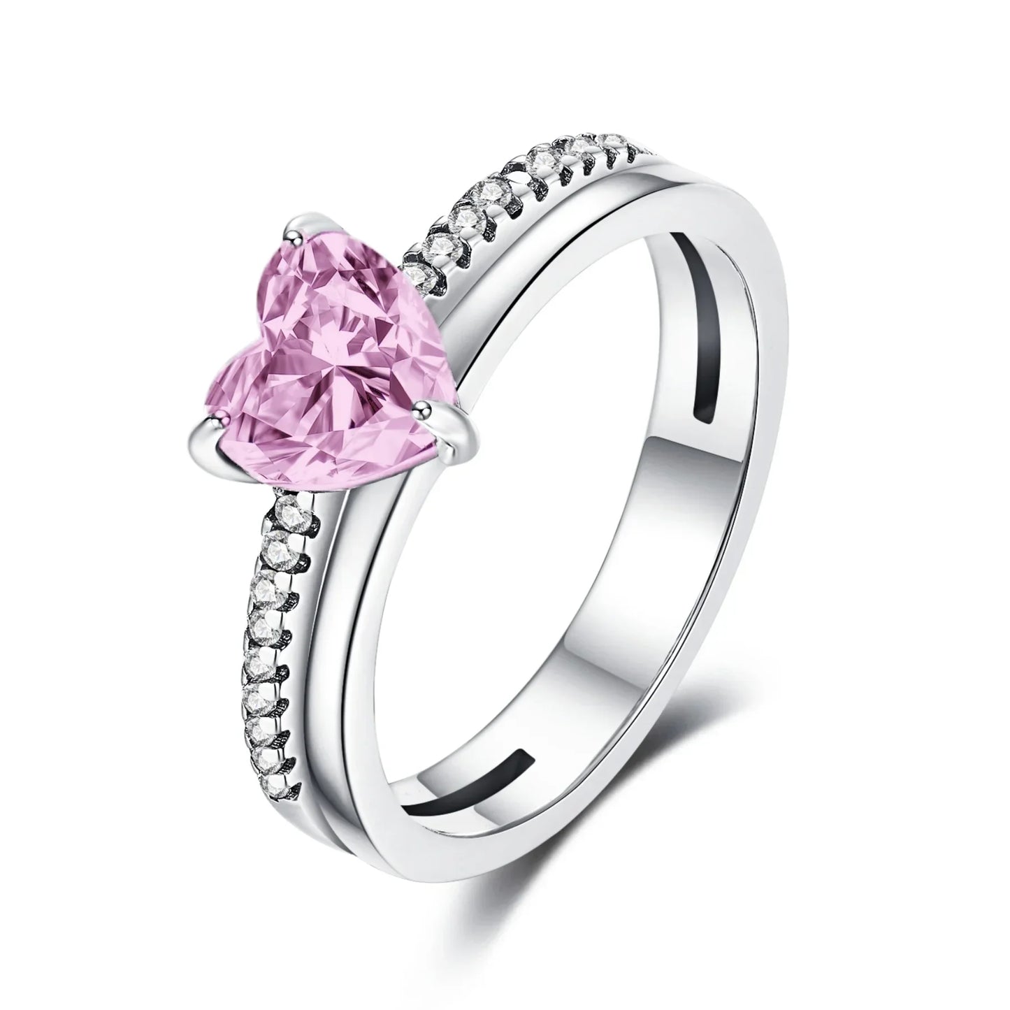 Original 925 Sterling Silver Heart Crown Bow Moon Shell Colorful Crystal Ring for Women Fine Jewelry Gift XR185