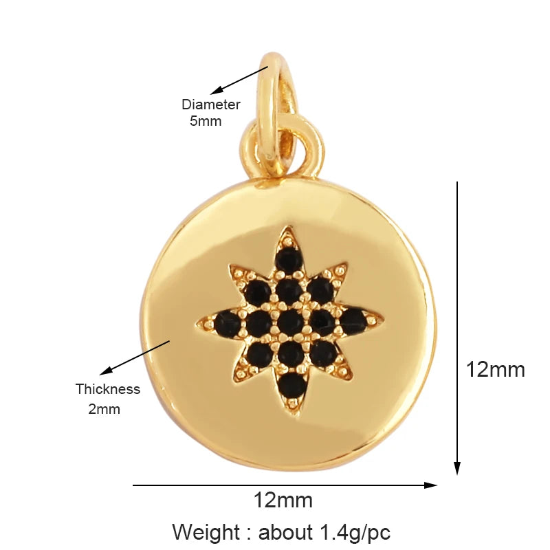 Gold-Plated Celestial Moon Star Charm Pendant with Cubic Zirconia for Jewelry Making