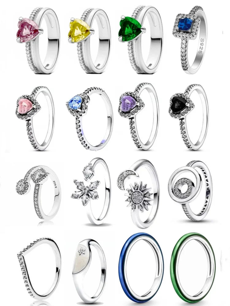 Valentine's Day 925 Sterling Silver Moonstone Heart Ring for Women