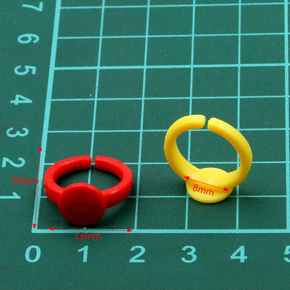 Vibrant Adjustable Kids Rings Set with Blank Pad Tray - 50 Pieces Mixed Colors