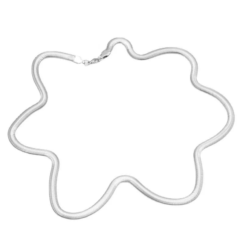 Steel Color Stainless Steel Flat Snake Chain Necklace Unisex Fashion Choker Hip Hop Jewelry 5mm