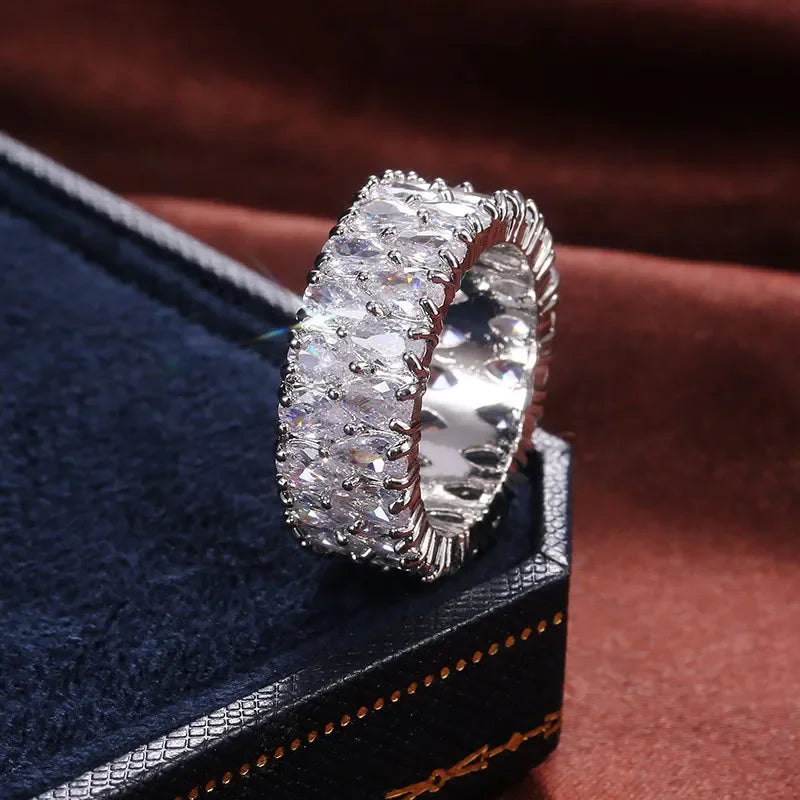 Elegant 925 Sterling Silver Big Water Drop Zircon Ring for Women Perfect Valentine's Day Gift