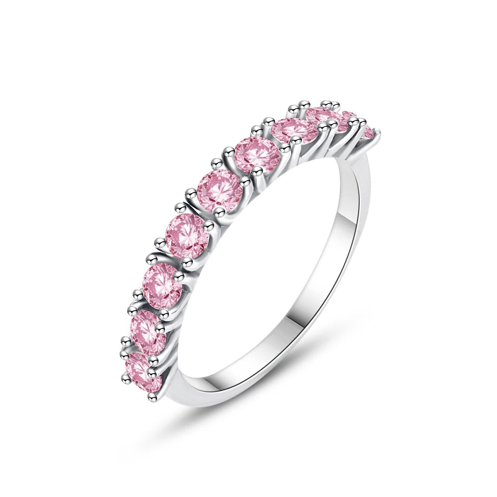 2025 European 925 Silver Red Bow Pink Heart Shaped Ring Exquisite Charm Jewelry Gift for Women