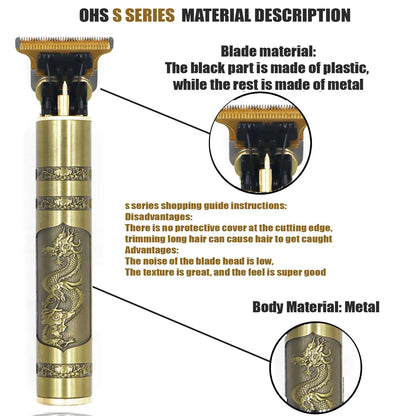 OHS T9 Cordless Electric Hair Clipper and Shaver for Men Fast Charging Floating Head Trimmer Waterproof Razor for Home and Travel
