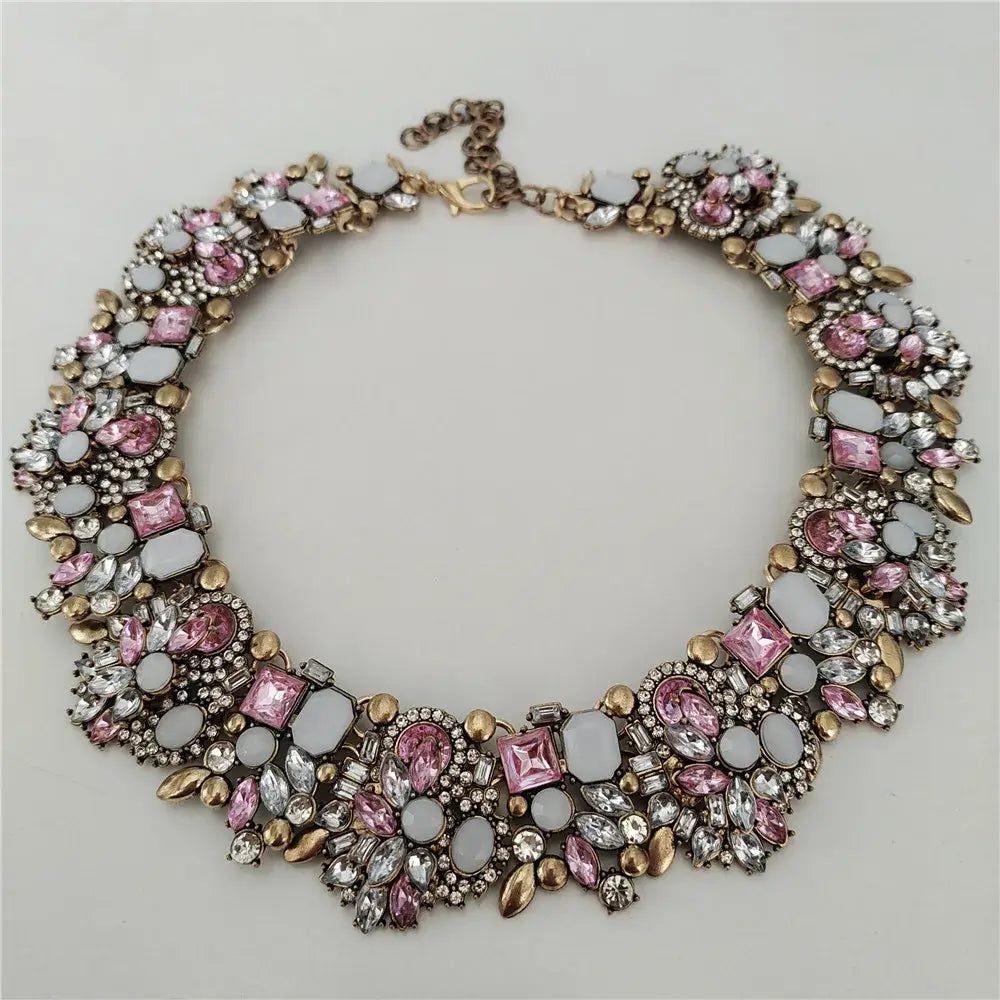 Indian Ethnic Crystal Rhinestone Necklace Earrings Set for Bridal 2024 Pink
