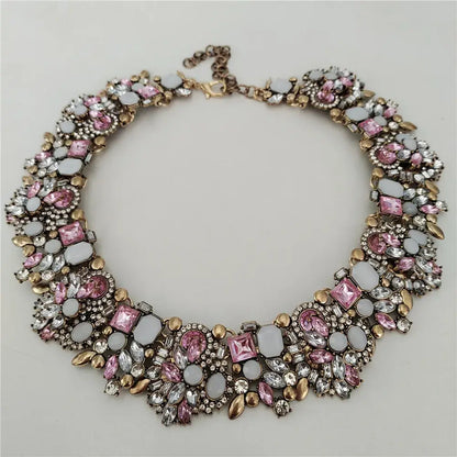 Indian Ethnic Crystal Rhinestone Necklace Earrings Set for Bridal 2024 Pink