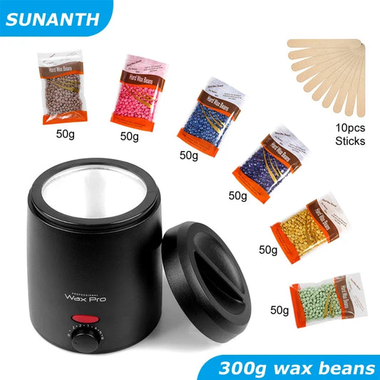 Painless Hair Removal Wax Heater Kit Professional Epilator with Hot Film Hard Wax Beans