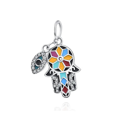 Yinyang Flower Clover Pendant 925 Silver Amulet for Bracelets DIY Jewelry Gift B1235