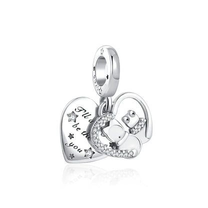 European 925 Silver Mother Daughter Charms Family Tree Jewelry Bead for Bracelets and Necklaces