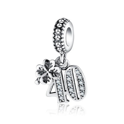 European 925 Sterling Silver Birthday Celebration Pendant Charm Bead for Women Bracelet and Necklace