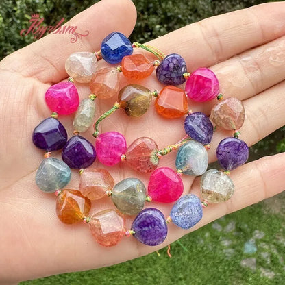 Natural Multicolor Cracked Agate Faceted Stone Beads for DIY Necklaces and Bracelets 15 Inches