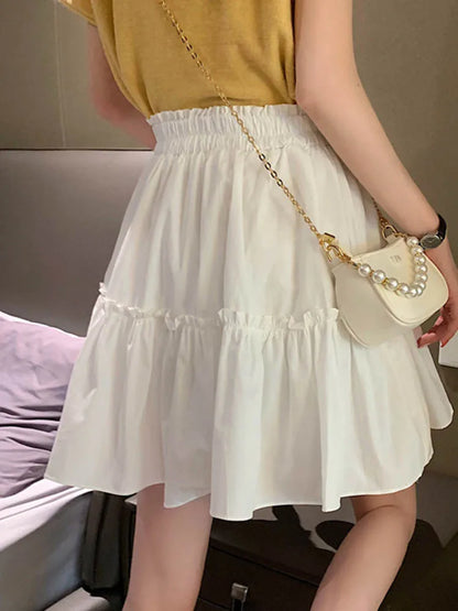 Kawaii Patchwork Fungus Mini Skirt Fairycore Preppy Style