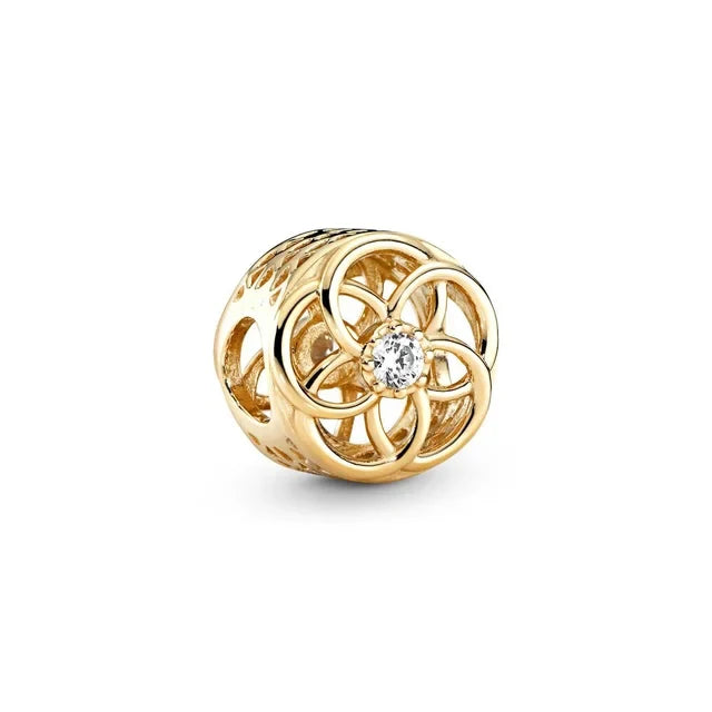 925 Sterling Silver Charm Golden Sun Pineapple Family Tree