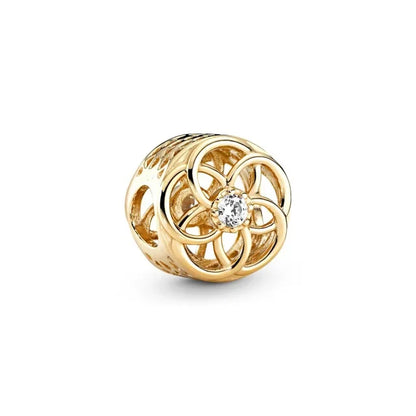 925 Sterling Silver Charm Golden Sun Pineapple Family Tree