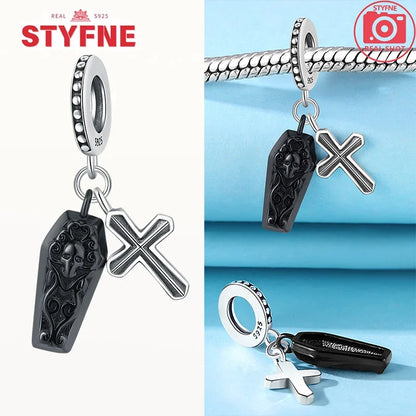 S925 Silver Luminous Zombie Skeleton Charm Bead Dangle
