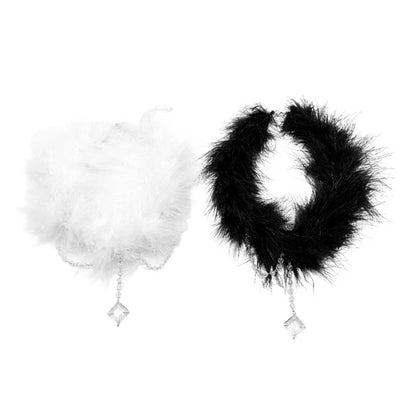 Gothic Feather Choker Necklace for Halloween and Christmas Party Fashion Gift for Women and Girls