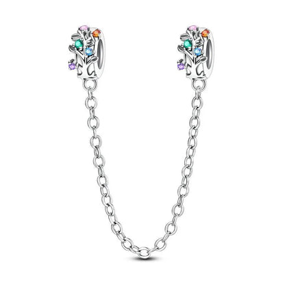 925 Sterling Silver Clover Daisy Star Moon Pavé Safety Chain Bow Necklace and Bracelet Set Luxury Fine Jewelry for Women
