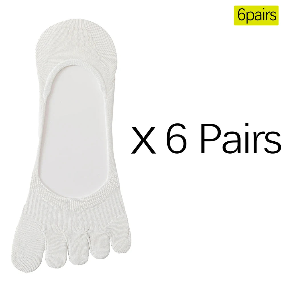6 Pairs Cooling Mint Toe Socks For Women Non Slip Ankle