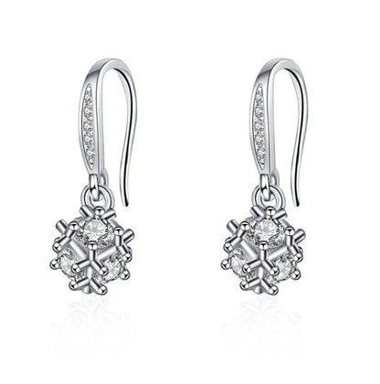 Sterling Silver CZ Crystal Plant Stud Earrings for Women and Teens