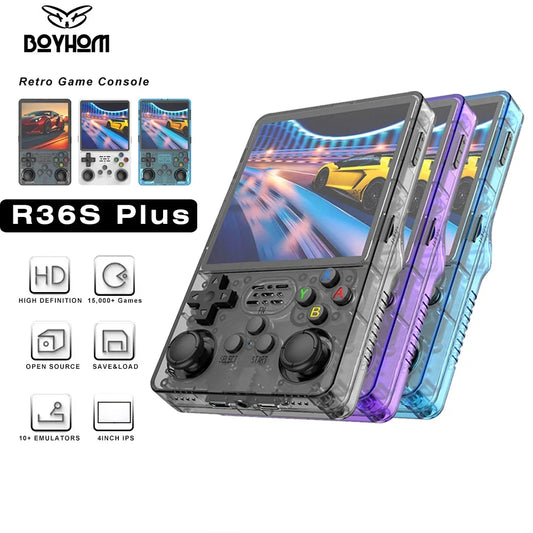 BOYHOM R36PLUS Handheld Game Console 4.0 Inch Big Screen 20000 Plus Games Portable Pocket Video Player Kids Gift Arkos System WiFi Type C