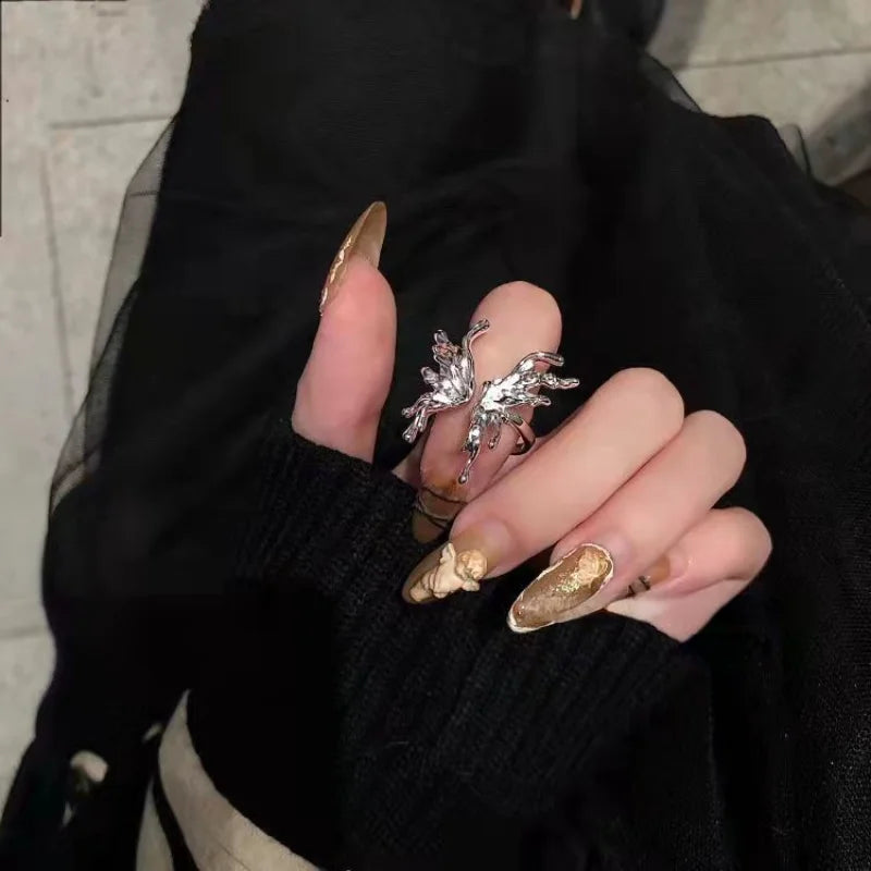 Gothic Butterfly Adjustable Ring for Women - Vintage Punk Zinc Alloy Fashion Jewelry
