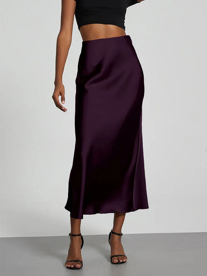 Satin Party Long Skirt High Waist Mermaid Fishtail Women
