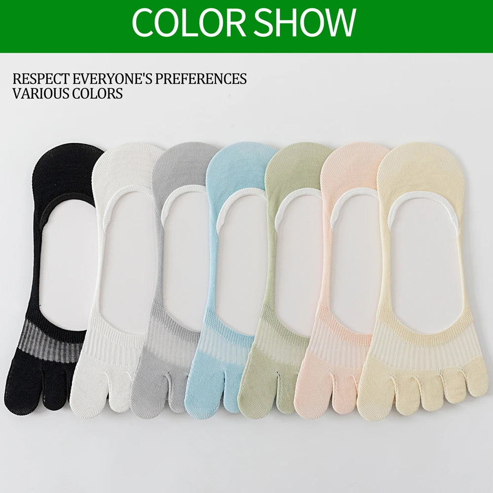 6 Pairs Cooling Mint Toe Socks For Women Non Slip Ankle