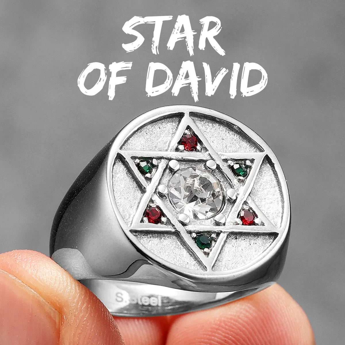 Solomon Star of David Stainless Steel Punk Rings for Men and Women Fashion Accessories