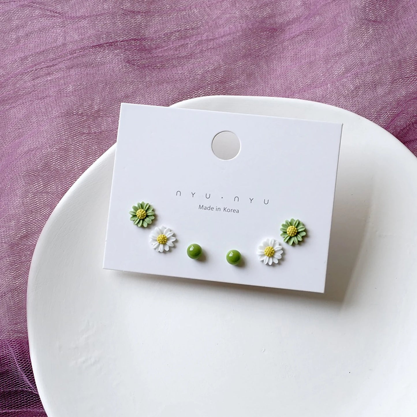 Mixed Color Ceramic Stud Earrings Set for Women Featuring Flower Star Airplane and Planet Designs