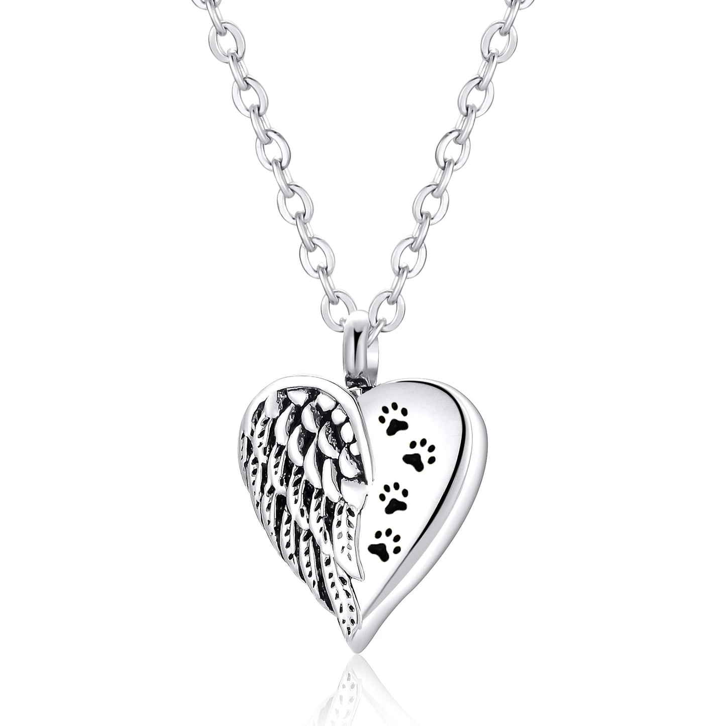 Customized Stainless Steel Angel Wing Heart Urn Necklace Memorial Keepsake Jewelry