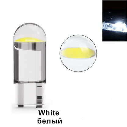 10 Pack T10 W5W COB LED 6000K White 12V License Bulbs