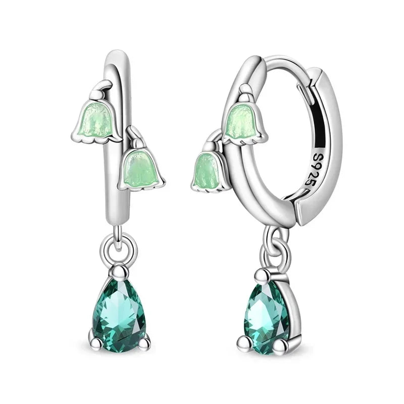 925 Sterling Silver Gold Hoop Earrings Halloween Pumpkin Skull Christmas Tree Zircon Studs for Women DIY Jewelry