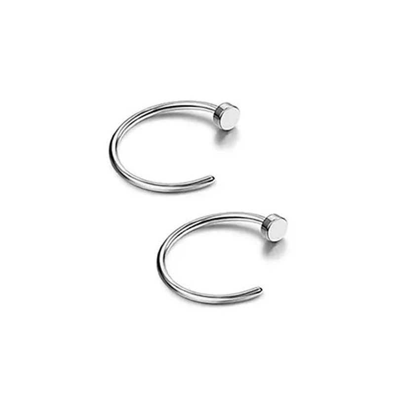 2/6 Pcs Top Rated Stainless Steel Fake Nose Rings for Women Stylish Lip and Nostril Piercing Jewelry B2-2Pcs-Silvery