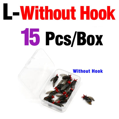 15PCS/Box Bionic Fly Fishing Bait For Salmon Trout Gear L without hook