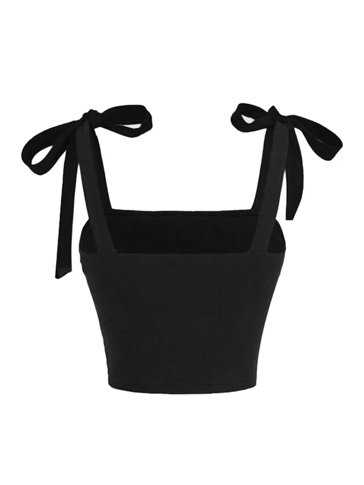 Pink Ruched Tie Shoulder Wide Strap Backless Crop Top