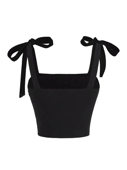 Pink Ruched Tie Shoulder Wide Strap Backless Crop Top