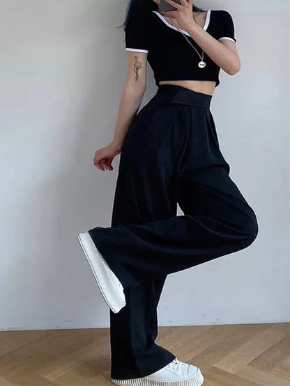 Wide Leg Palazzo Pants For Women High Waist Office Black