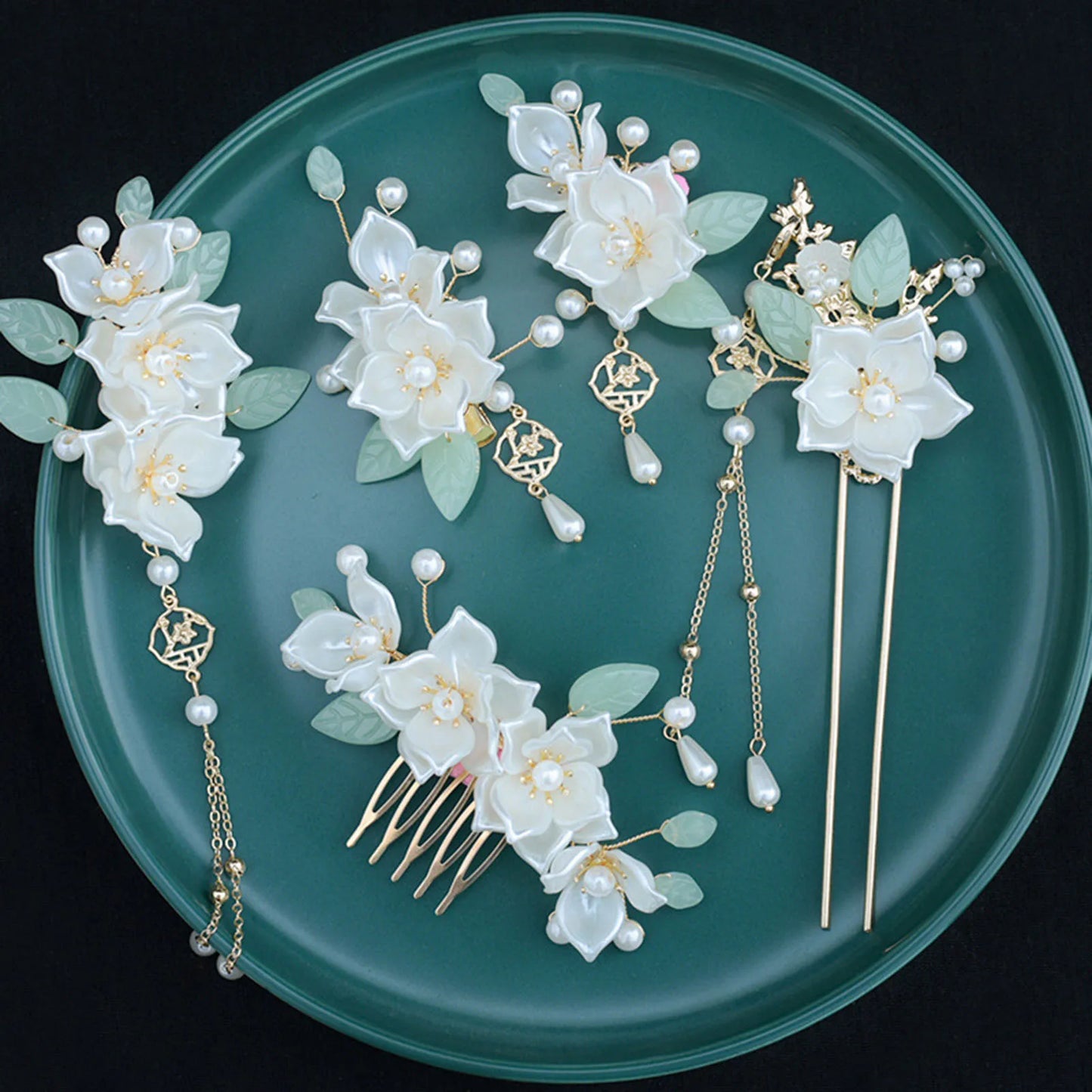 Vintage Chinese Hanfu Hair Accessories Set for Bridal Elegance