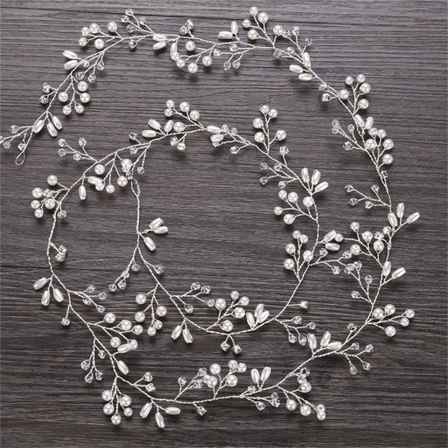 Elegant Pearl Bridal Tiara Headband for Weddings and Photography