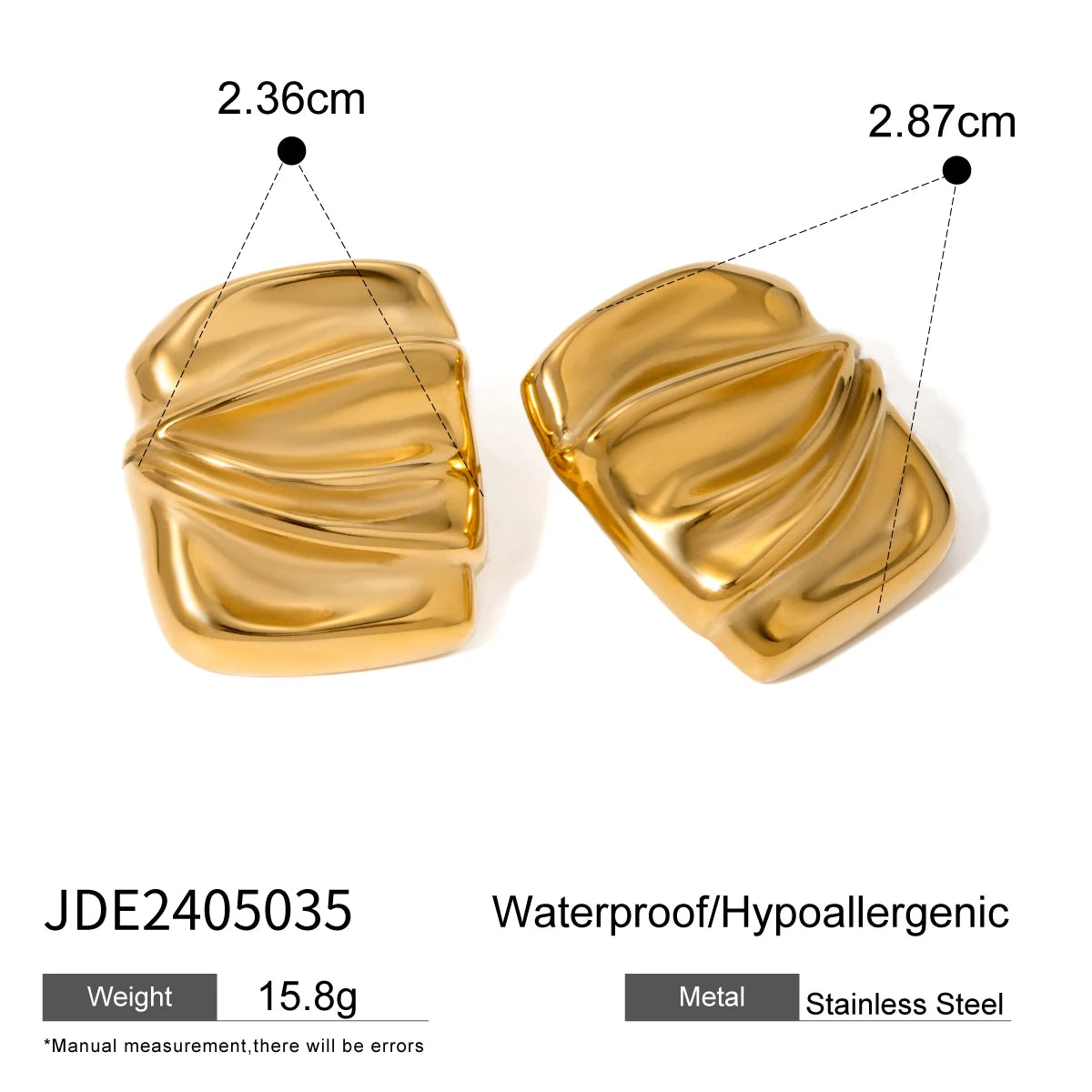 Elegant 18K Gold Heart Stud Earrings for Women Hypoallergenic Stainless Steel Waterproof Charm Jewelry